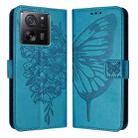 For Xiaomi 13T / 13T Pro Global Embossed Butterfly Leather Phone Case(Blue) - 1