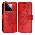 For Xiaomi 14 5G Global Embossed Butterfly Leather Phone Case(Red) - 1