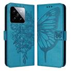 For Xiaomi 14 5G Global Embossed Butterfly Leather Phone Case(Blue) - 1