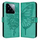 For Xiaomi 14 Pro 5G Global Embossed Butterfly Leather Phone Case(Green) - 1