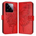 For Xiaomi 14 Pro 5G Global Embossed Butterfly Leather Phone Case(Red) - 1