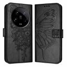 For Xiaomi 14 Ultra 5G Global Embossed Butterfly Leather Phone Case(Black) - 1