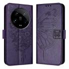 For Xiaomi 14 Ultra 5G Global Embossed Butterfly Leather Phone Case(Dark Purple) - 1