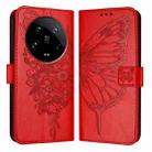 For Xiaomi 14 Ultra 5G Global Embossed Butterfly Leather Phone Case(Red) - 1