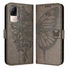 For Xiaomi Civi 1S Embossed Butterfly Leather Phone Case(Grey) - 1