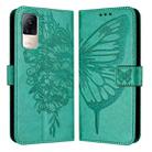 For Xiaomi Civi 1S Embossed Butterfly Leather Phone Case(Green) - 1