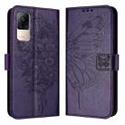 For Xiaomi Civi 1S Embossed Butterfly Leather Phone Case(Dark Purple) - 1