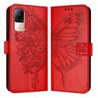 For Xiaomi Civi 1S Embossed Butterfly Leather Phone Case(Red) - 1