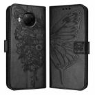 For Xiaomi Mi 10T Lite 5G Embossed Butterfly Leather Phone Case(Black) - 1