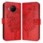 For Xiaomi Mi 10T Lite 5G Embossed Butterfly Leather Phone Case(Red) - 1