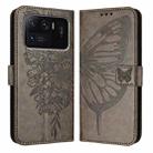 For Xiaomi Mi 11 Ultra Embossed Butterfly Leather Phone Case(Grey) - 1