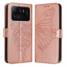 For Xiaomi Mi 11 Ultra Embossed Butterfly Leather Phone Case(Rose Gold) - 1