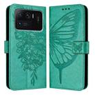 For Xiaomi Mi 11 Ultra Embossed Butterfly Leather Phone Case(Green) - 1