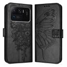 For Xiaomi Mi 11 Ultra Embossed Butterfly Leather Phone Case(Black) - 1