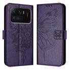 For Xiaomi Mi 11 Ultra Embossed Butterfly Leather Phone Case(Dark Purple) - 1