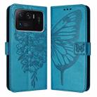 For Xiaomi Mi 11 Ultra Embossed Butterfly Leather Phone Case(Blue) - 1