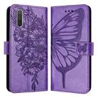 For Xiaomi Mi CC9e / Mi A3 Embossed Butterfly Leather Phone Case(Purple) - 1