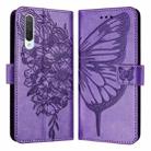 For Xiaomi Mi CC9 / Mi 9 Lite Embossed Butterfly Leather Phone Case(Purple) - 1