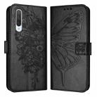 For Xiaomi Mi CC9 / Mi 9 Lite Embossed Butterfly Leather Phone Case(Black) - 1