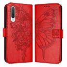 For Xiaomi Mi CC9 / Mi 9 Lite Embossed Butterfly Leather Phone Case(Red) - 1