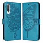 For Xiaomi Mi CC9 / Mi 9 Lite Embossed Butterfly Leather Phone Case(Blue) - 1