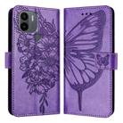 For Xiaomi Poco C51 / Poco C50 4G Embossed Butterfly Leather Phone Case(Purple) - 1