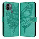 For Xiaomi Poco C51 / Poco C50 4G Embossed Butterfly Leather Phone Case(Green) - 1