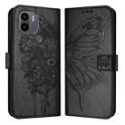 For Xiaomi Poco C51 / Poco C50 4G Embossed Butterfly Leather Phone Case(Black) - 1