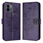 For Xiaomi Poco C51 / Poco C50 4G Embossed Butterfly Leather Phone Case(Dark Purple) - 1