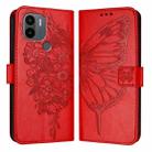 For Xiaomi Poco C51 / Poco C50 4G Embossed Butterfly Leather Phone Case(Red) - 1