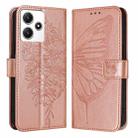 For Xiaomi Poco M6 Pro 5G / Redmi 12 4G/5G Embossed Butterfly Leather Phone Case(Rose Gold) - 1