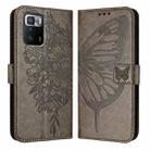 For Xiaomi Poco X3 GT Embossed Butterfly Leather Phone Case(Grey) - 1