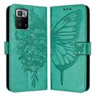 For Xiaomi Poco X3 GT Embossed Butterfly Leather Phone Case(Green) - 1