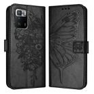 For Xiaomi Poco X3 GT Embossed Butterfly Leather Phone Case(Black) - 1