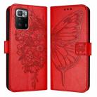 For Xiaomi Poco X3 GT Embossed Butterfly Leather Phone Case(Red) - 1