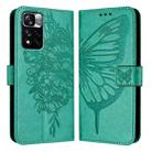 For Xiaomi Poco X4 NFC Embossed Butterfly Leather Phone Case(Green) - 1