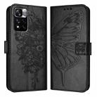 For Xiaomi Poco X4 NFC Embossed Butterfly Leather Phone Case(Black) - 1