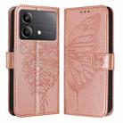 For Xiaomi Poco X6 Neo 5G Global Embossed Butterfly Leather Phone Case(Rose Gold) - 1