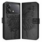 For Xiaomi Poco X6 Neo 5G Global Embossed Butterfly Leather Phone Case(Black) - 1