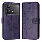 For Xiaomi Poco X6 Neo 5G Global Embossed Butterfly Leather Phone Case(Dark Purple) - 1