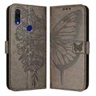 For Xiaomi Redmi 7 Embossed Butterfly Leather Phone Case(Grey) - 1