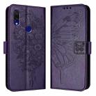 For Xiaomi Redmi 7 Embossed Butterfly Leather Phone Case(Dark Purple) - 1