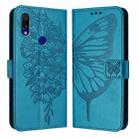 For Xiaomi Redmi 7 Embossed Butterfly Leather Phone Case(Blue) - 1