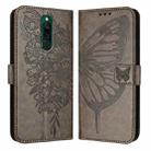 For Xiaomi Redmi 8 / 8A Embossed Butterfly Leather Phone Case(Grey) - 1