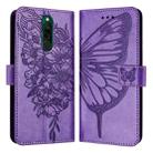 For Xiaomi Redmi 8 / 8A Embossed Butterfly Leather Phone Case(Purple) - 1