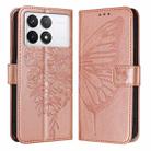 For Xiaomi Redmi K70 / K70 Pro Embossed Butterfly Leather Phone Case(Rose Gold) - 1