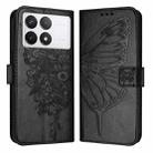 For Xiaomi Redmi K70 / K70 Pro Embossed Butterfly Leather Phone Case(Black) - 1