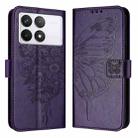 For Xiaomi Redmi K70 / K70 Pro Embossed Butterfly Leather Phone Case(Dark Purple) - 1