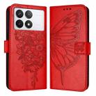 For Xiaomi Redmi K70 / K70 Pro Embossed Butterfly Leather Phone Case(Red) - 1