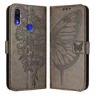 For Xiaomi Redmi Note 7/Note 7S/Note 7 Pro Embossed Butterfly Leather Phone Case(Grey) - 1